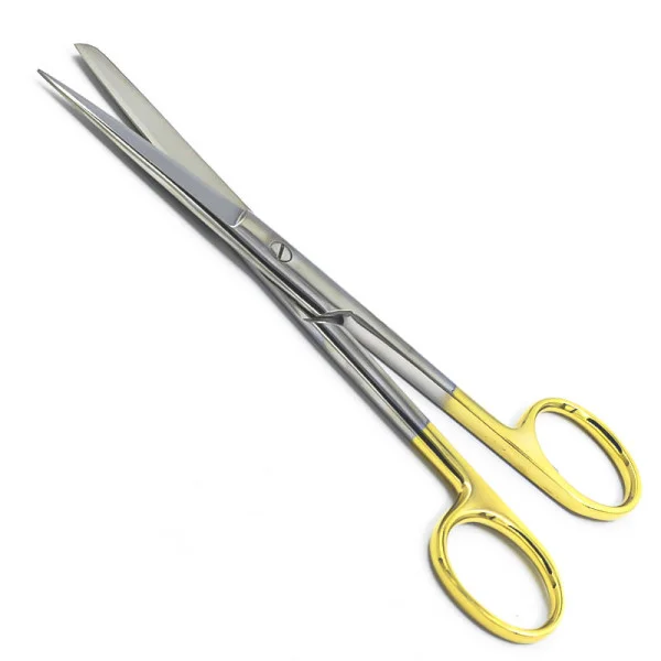 03.PI.514. Ножиці операційні, прямі, з покриттям ручок карбідом титана (жовтого кольору), з одним гострим кінцем, 145 мм. PARADISE